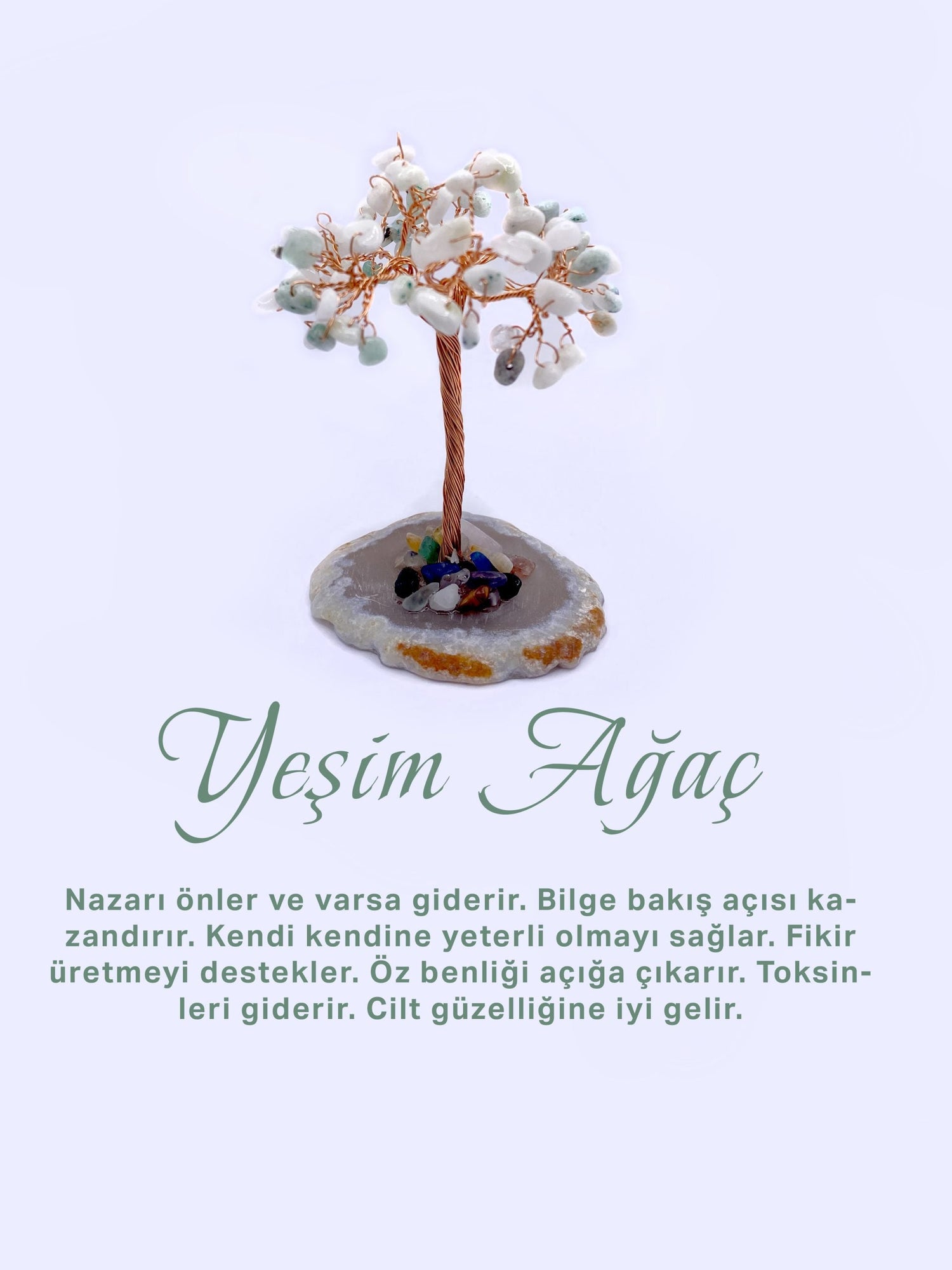 Çakra Doğal Taş Ağaç - Akik Taşı Zemin Üzerine