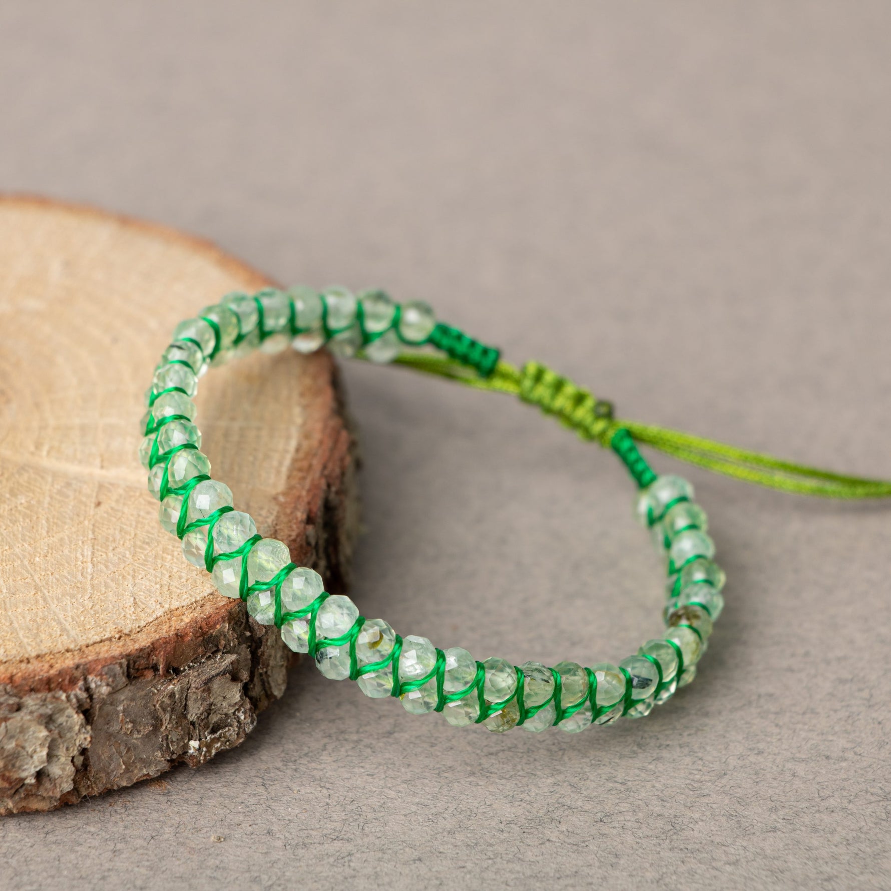 Prehnit 3-4mm Çift Sıra Doğal Taş Bileklik