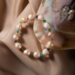 İnci-Lapis Lazuli-Amazonit-Yeşim Doğal Taş Gümüş Bileklik