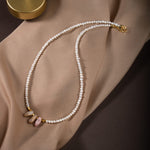 İnci-Pembe Opal Doğal Taş Gümüş Kolye