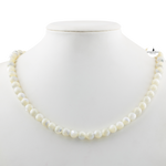 Beyaz Sedef 8 mm Dizi Doğal Taş Kolye