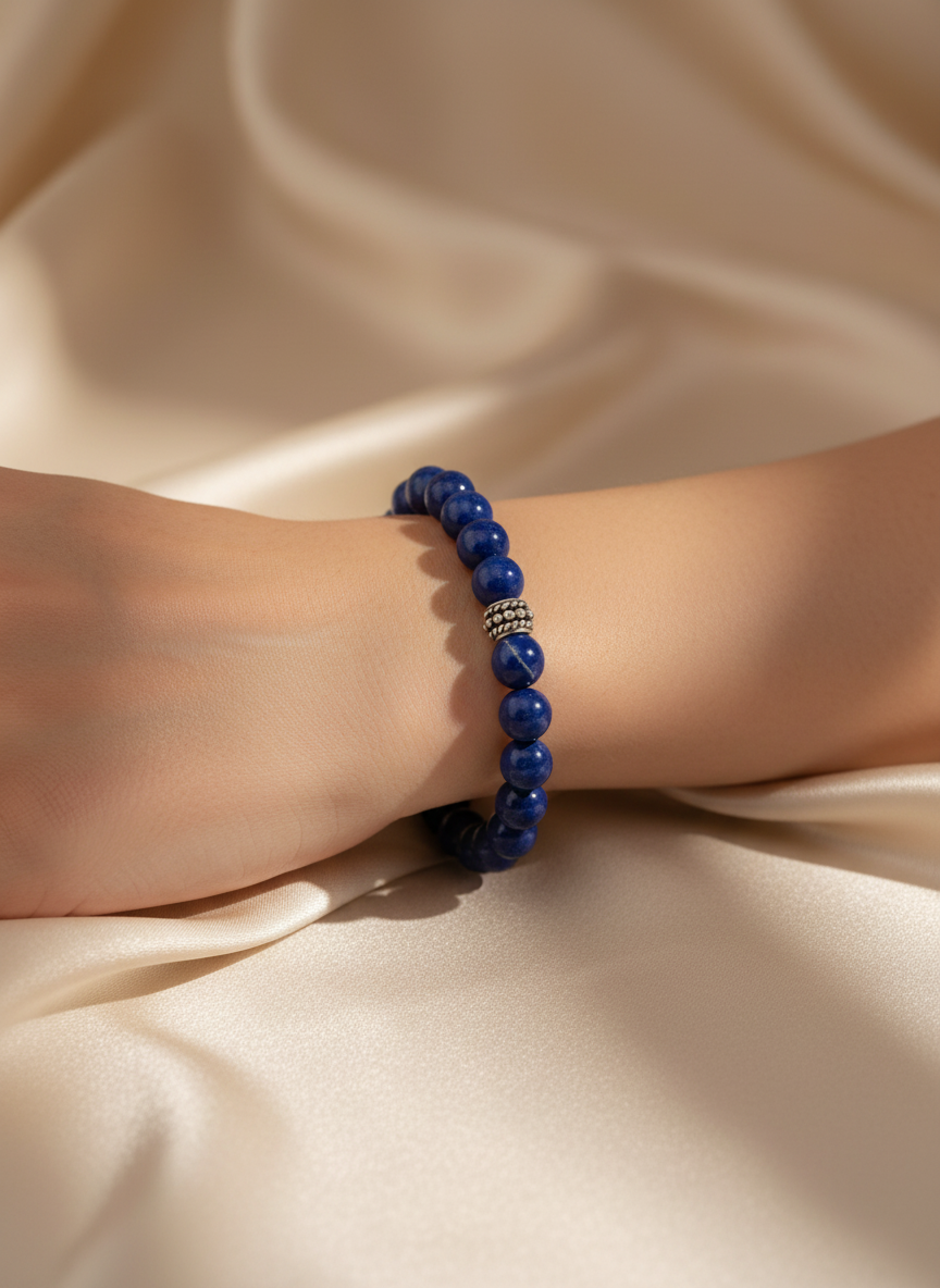 Sertifikalı Doğal Taş Bileklik - Lapis 8 Mm B512 - model çekimi 2