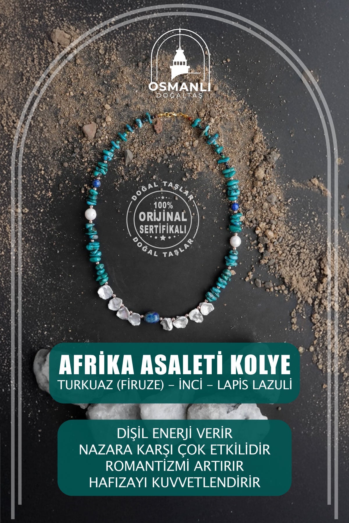 Afrika Asaleti, Firuze İnci Lapis Doğal Taş Kolye