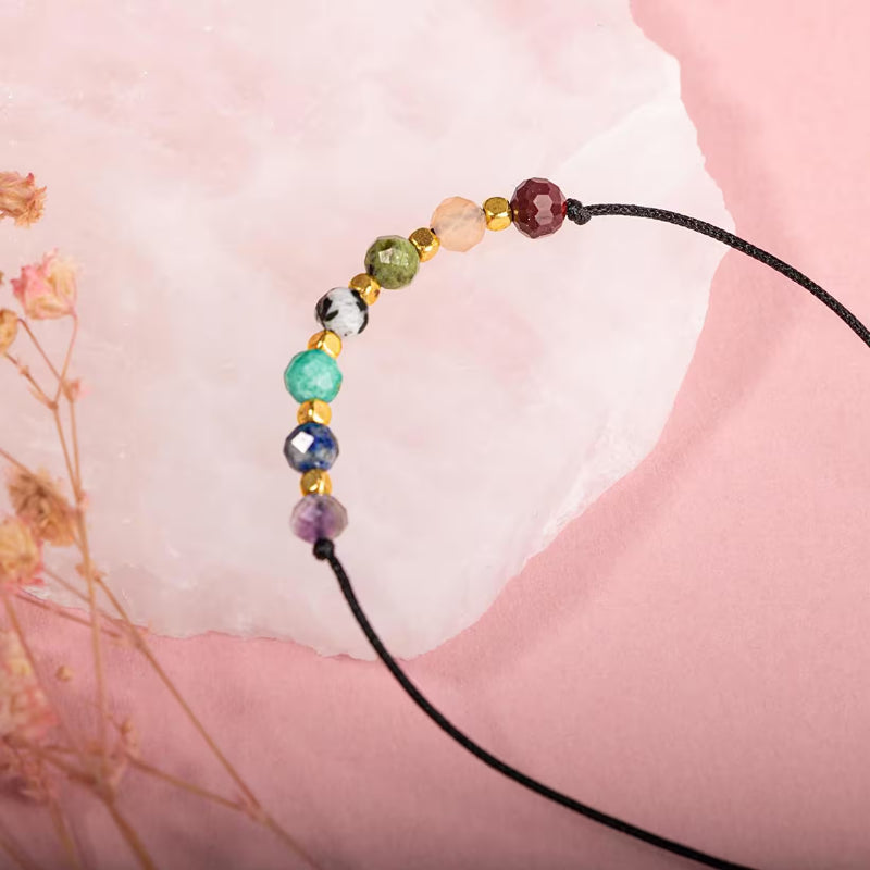 Çakra-Jasper-Yeşim-Amazonit-Lapis Lazuli-Güneş Taşı-Ametist-Ay Taşı Doğal Taş Bileklik