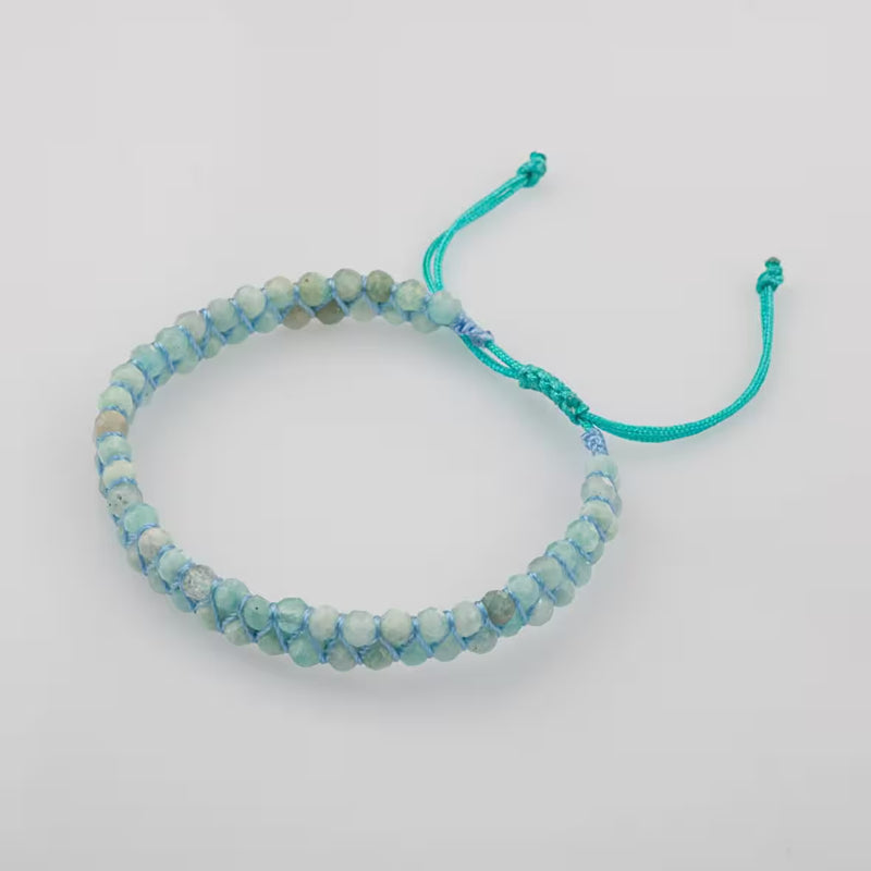 Akuamarin 3-4mm Çift Sıra Doğal Taş Bileklik