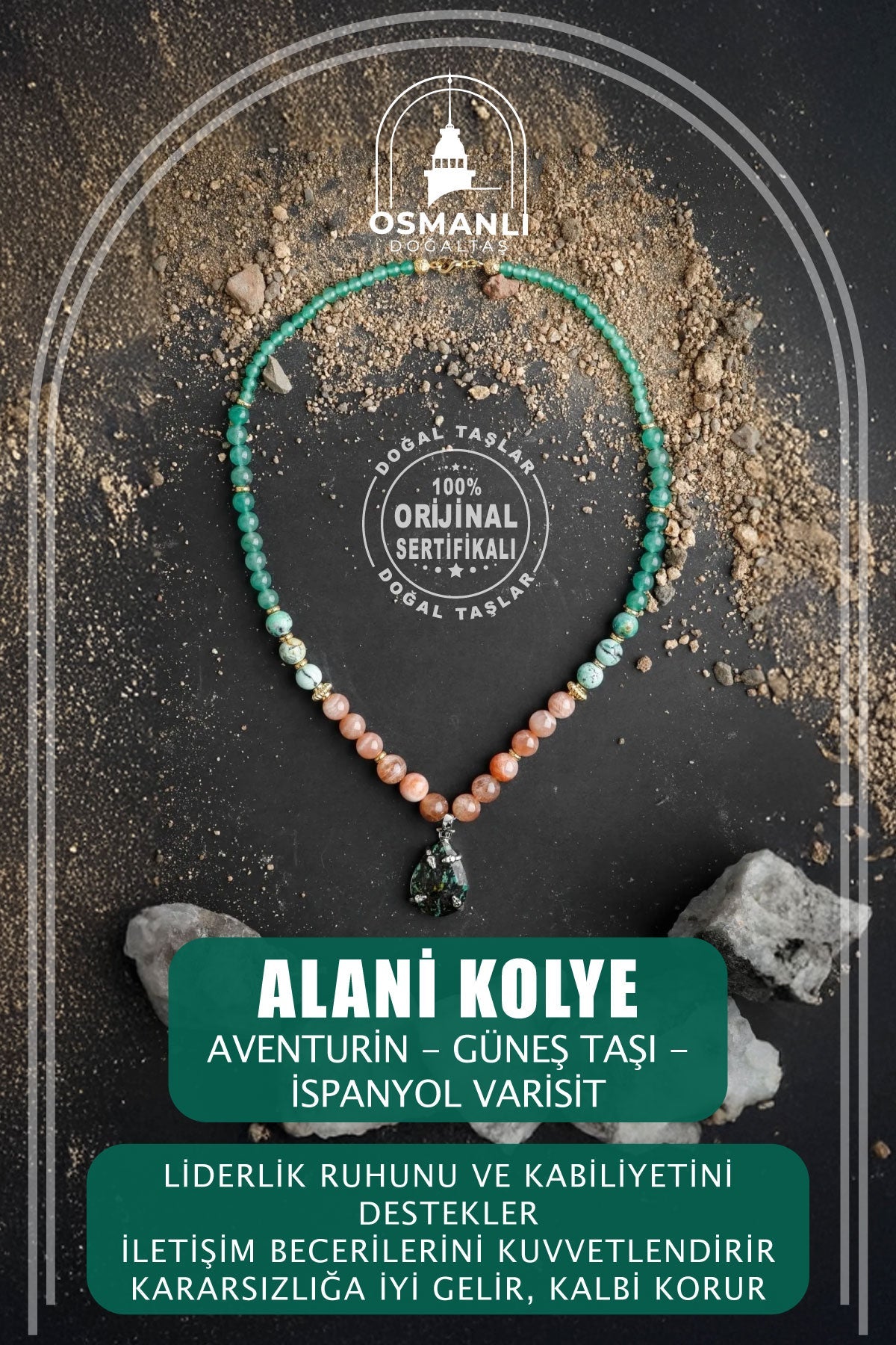 Alani, Aventurin Güneş Taşı İspanyol Varisit Doğal Taş Kolye