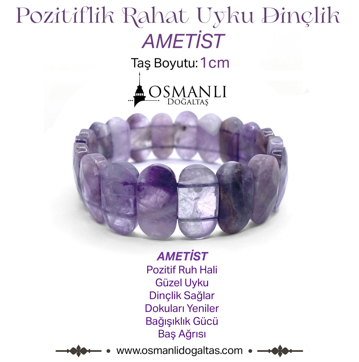 Ametist Doğal Taş Geniş Kesim Roleks Bileklik