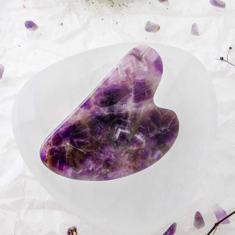 Ametist Taşı Gua Sha Yüz Masaj Taşı Kalpli