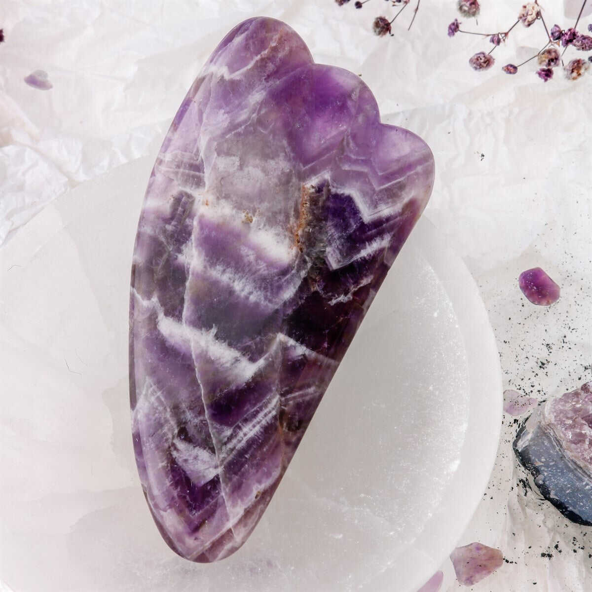 Ametist Taşı Gua Sha Yüz Masaj Taşı Kaz Ayaklı