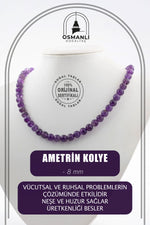 Ametrin 8 mm Dizi Doğal Taş Kolye