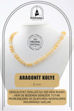Aragonit 8 mm Dizi Doğal Taş Kolye