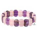 Ametist-Pembe Kuvars Doğal Taş Geniş Kesim Bileklik