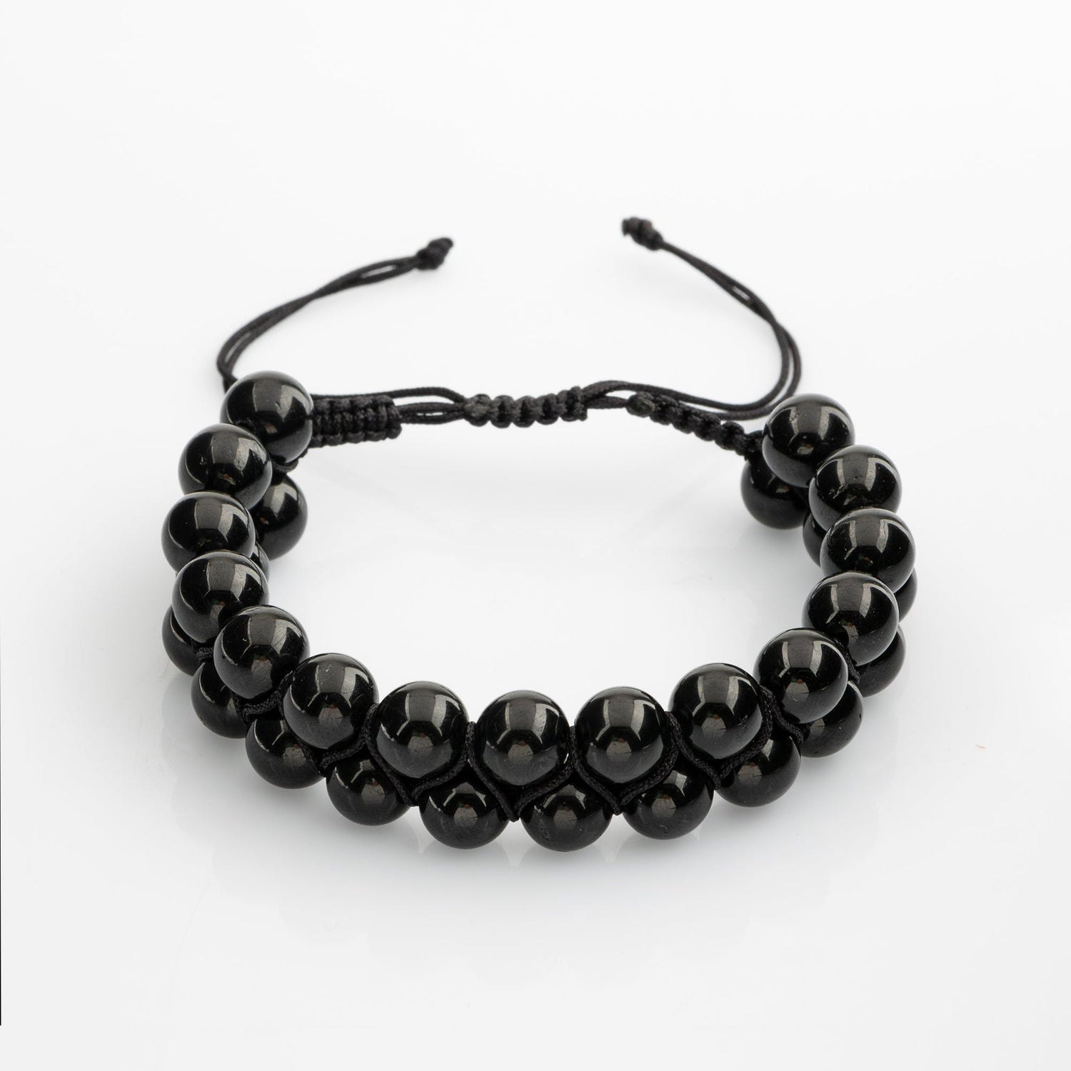 Siyah Turmalin 8mm Çift Sıra Makrome Doğal Taş Bileklik