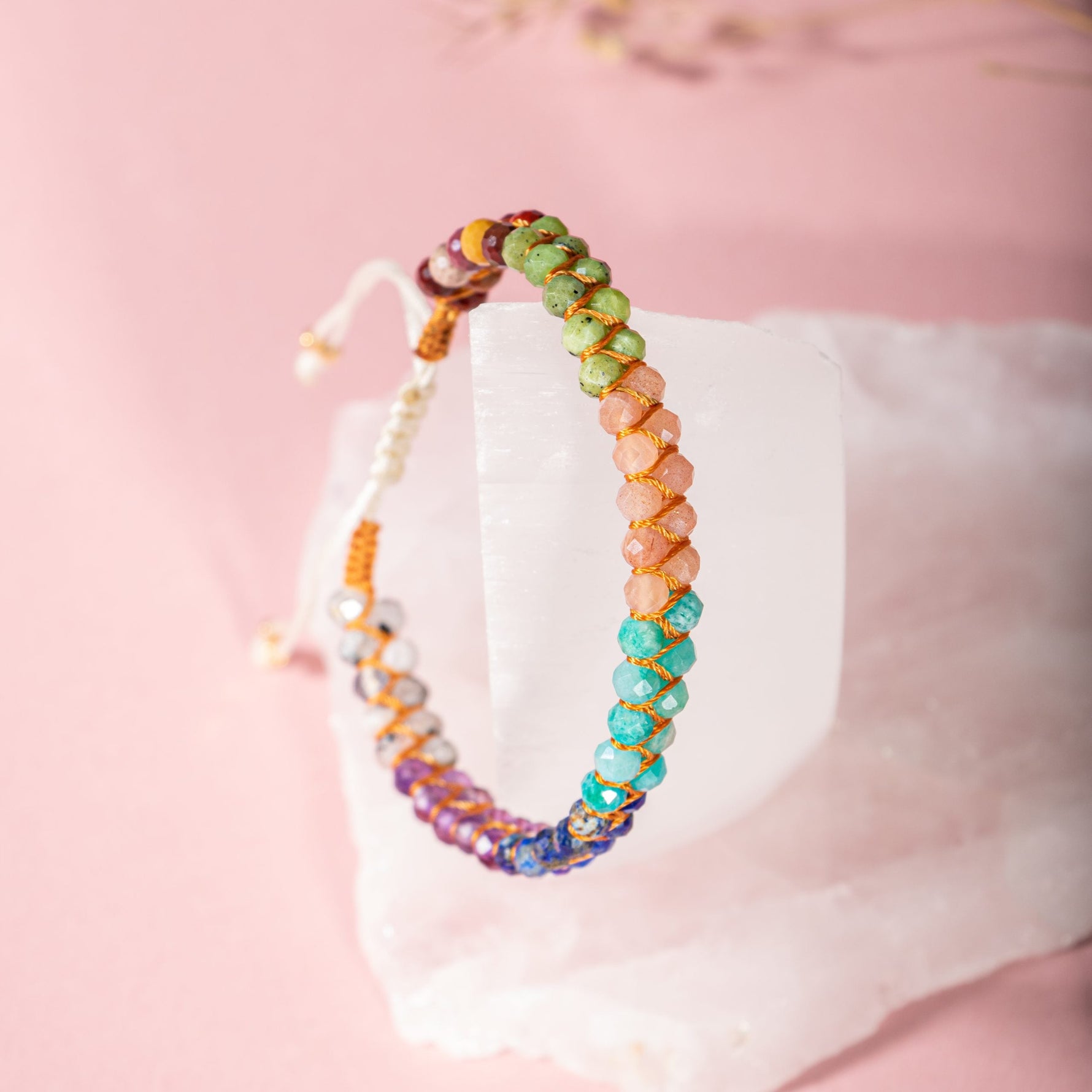Çakra Bileklik Amazonit, Ametist, Güneş Taşı, Jasper, Lapis, Rutilli Kuvars