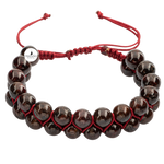 Bordo Granat Lal 8mm Çift Sıra Makrome Doğal Taş Bileklik