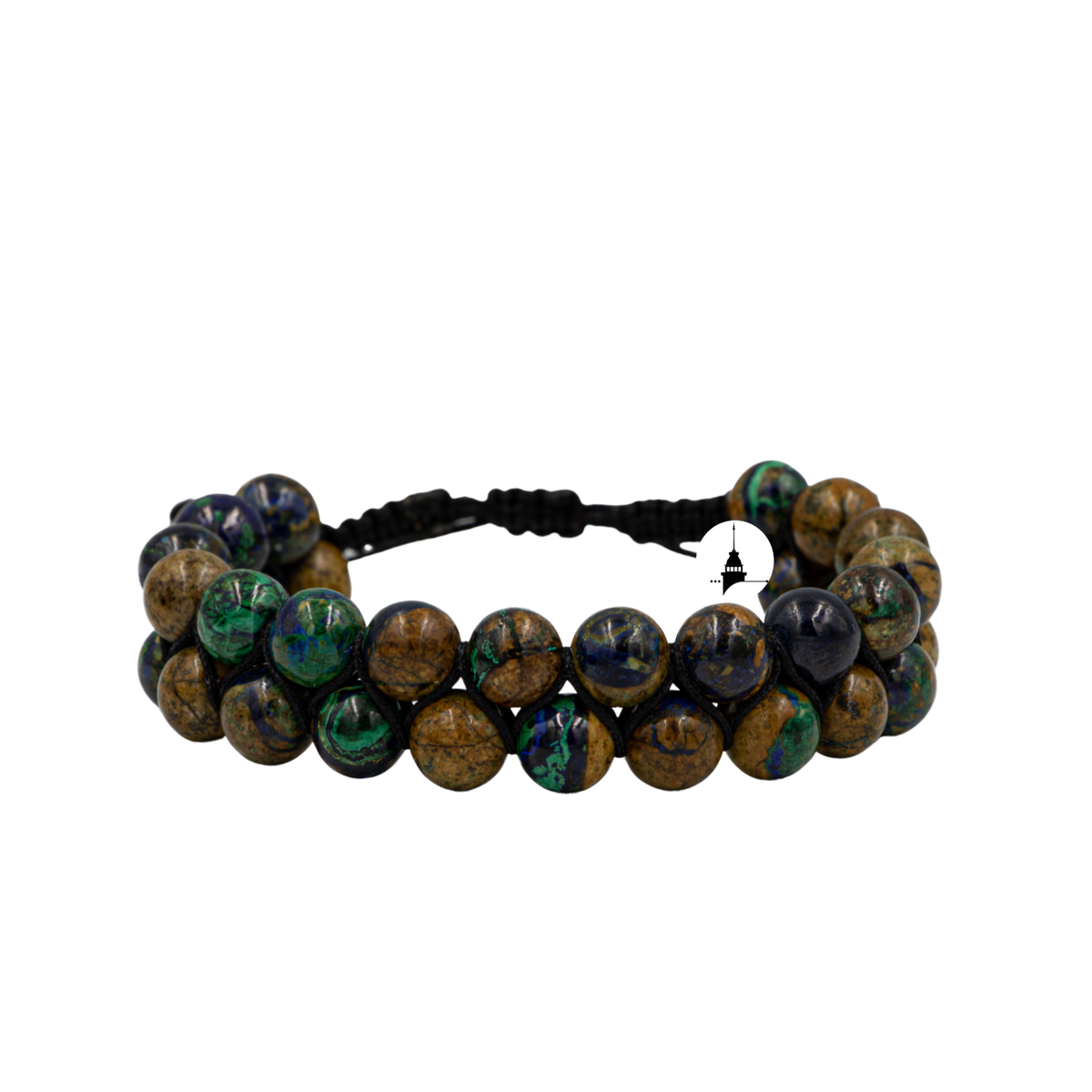 Azurit Malakit 8mm Çift Sıra Makrome Doğal Taş Bileklik