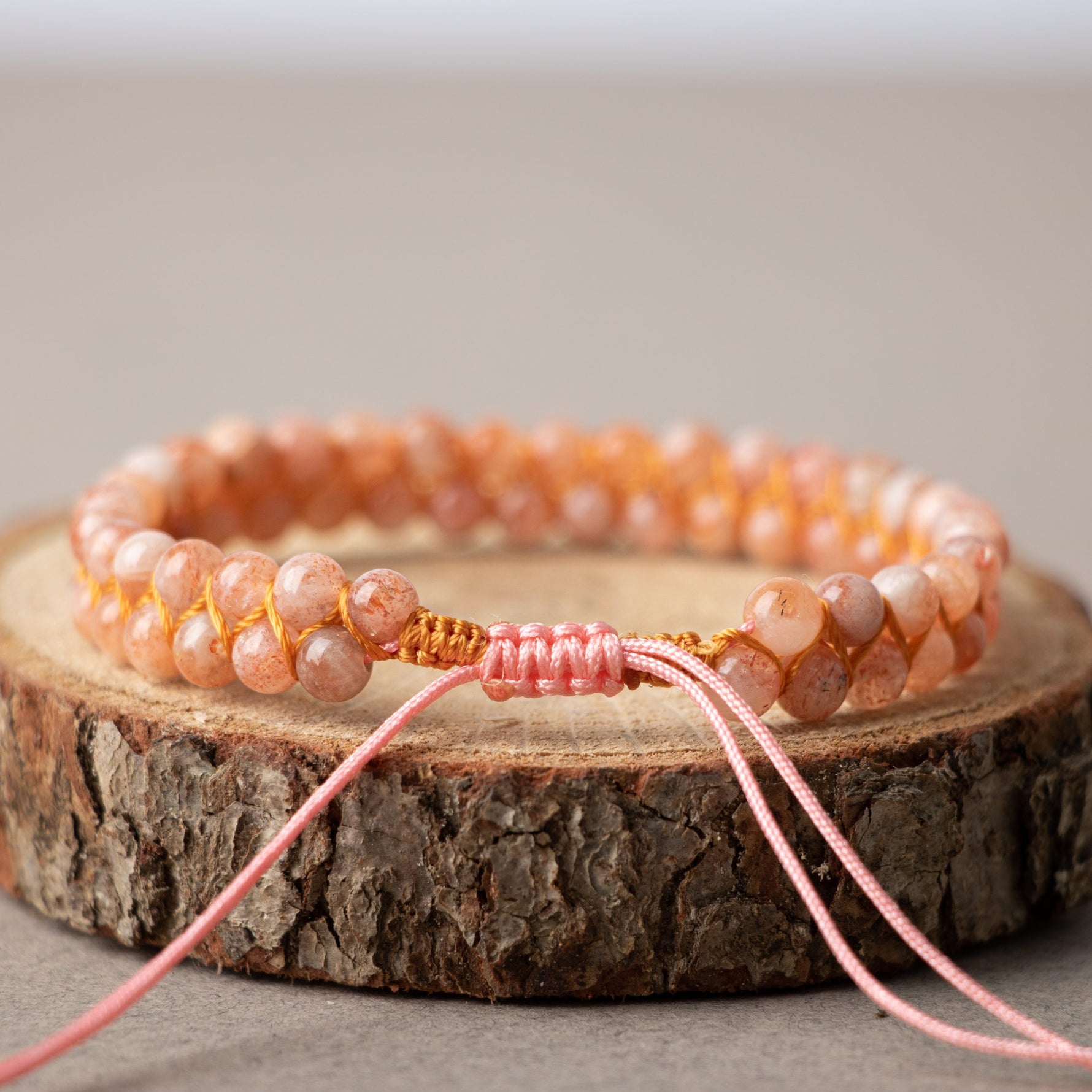 Güneş Taşı 4mm Çift Sıra Doğal Taş Bileklik