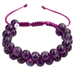 Ametist 8mm Çift Sıra Makrome Doğal Taş Bileklik