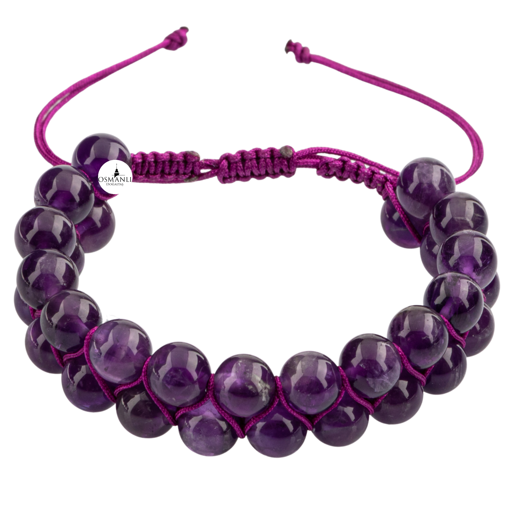 Ametist 8mm Çift Sıra Makrome Doğal Taş Bileklik