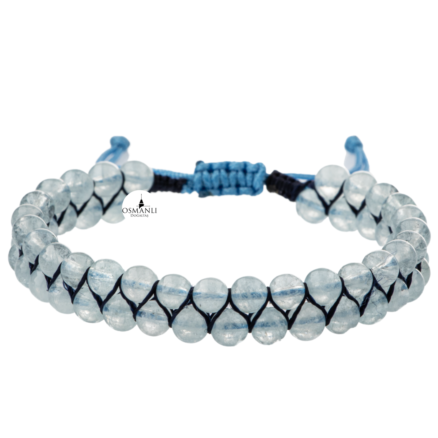 Akuamarin 4mm Çift Sıra Doğal Taş Bileklik