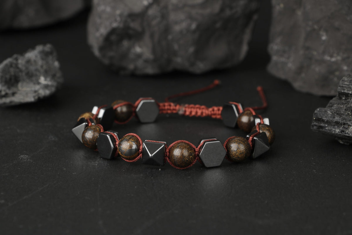 Bronzit-Hematit Doğal Taş Bileklik