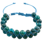 Mavi Apatit 8mm Çift Sıra Makrome Doğal Taş Bileklik
