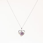 Ametist Doğal Taş Kalpli Kolye, Gümüş Zincir