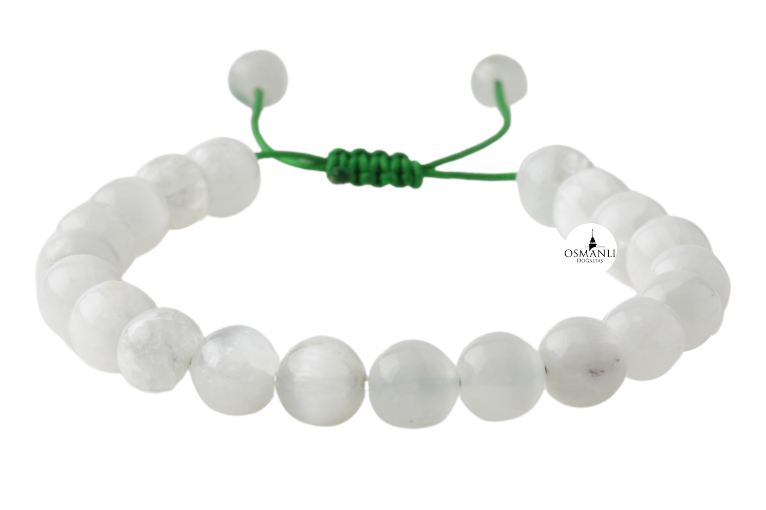 Selenit 8mm Merdiven Kapama Doğal Taş Bileklik