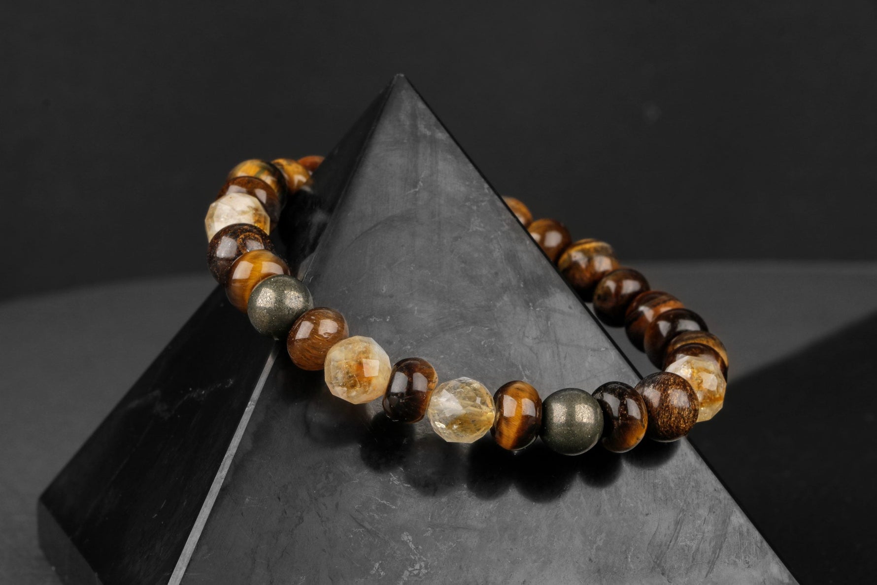 Kaplan Gözü-Sitrin-Pirit Doğal Taş Bileklik