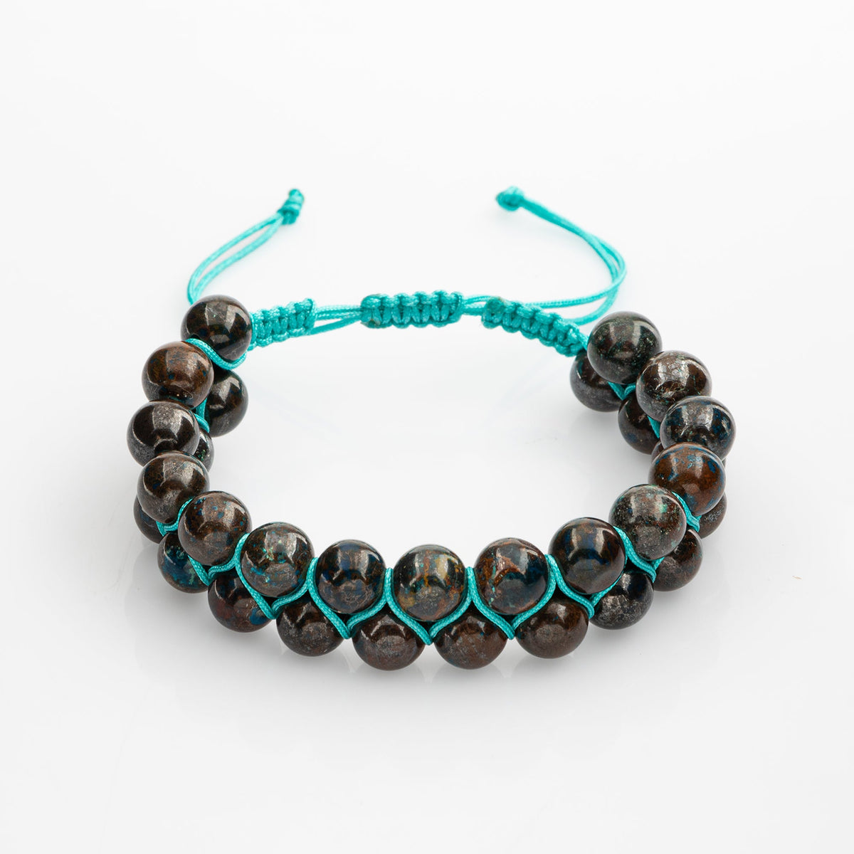 Azurit 8mm Çift Sıra Makrome Doğal Taş Bileklik