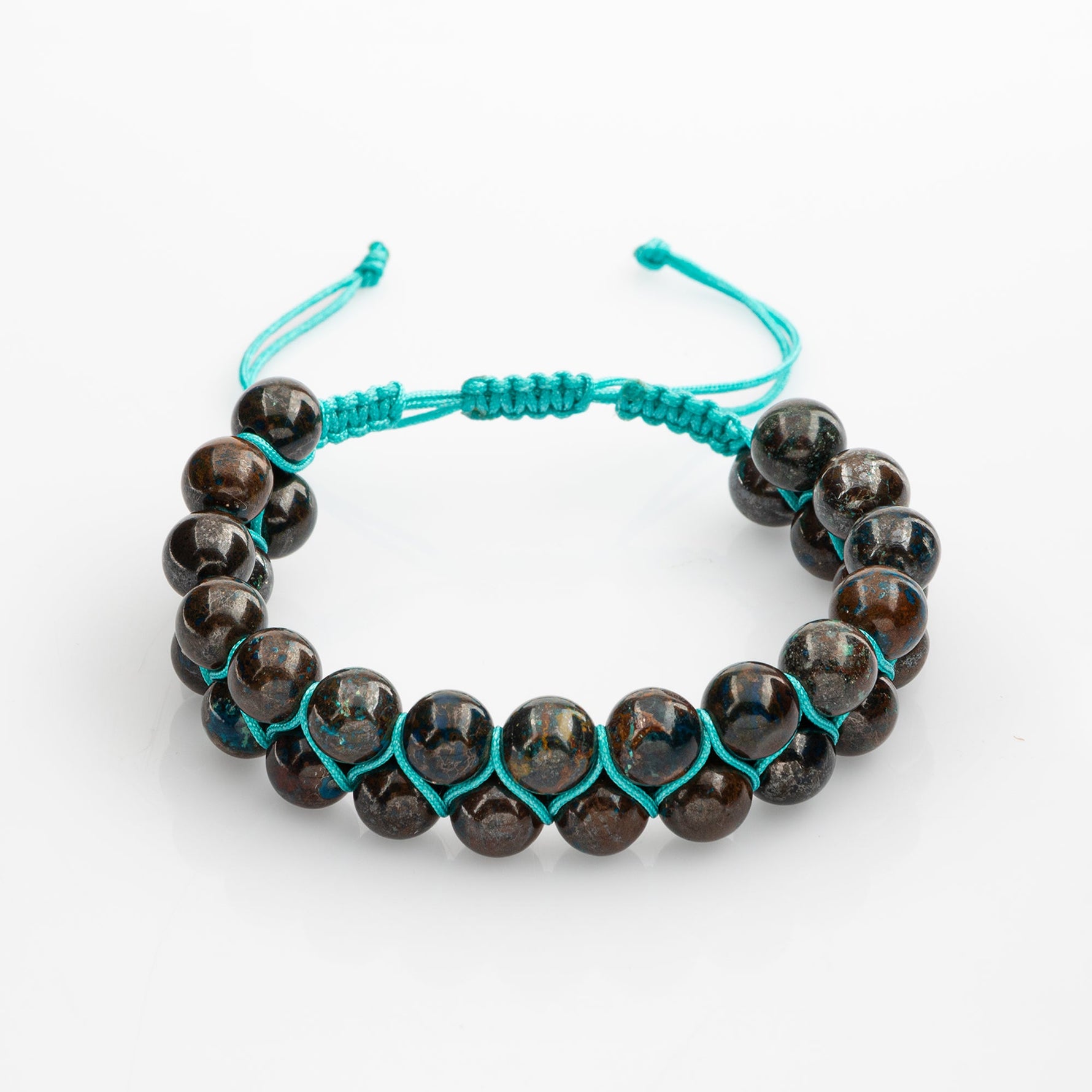 Azurit 8mm Çift Sıra Makrome Doğal Taş Bileklik