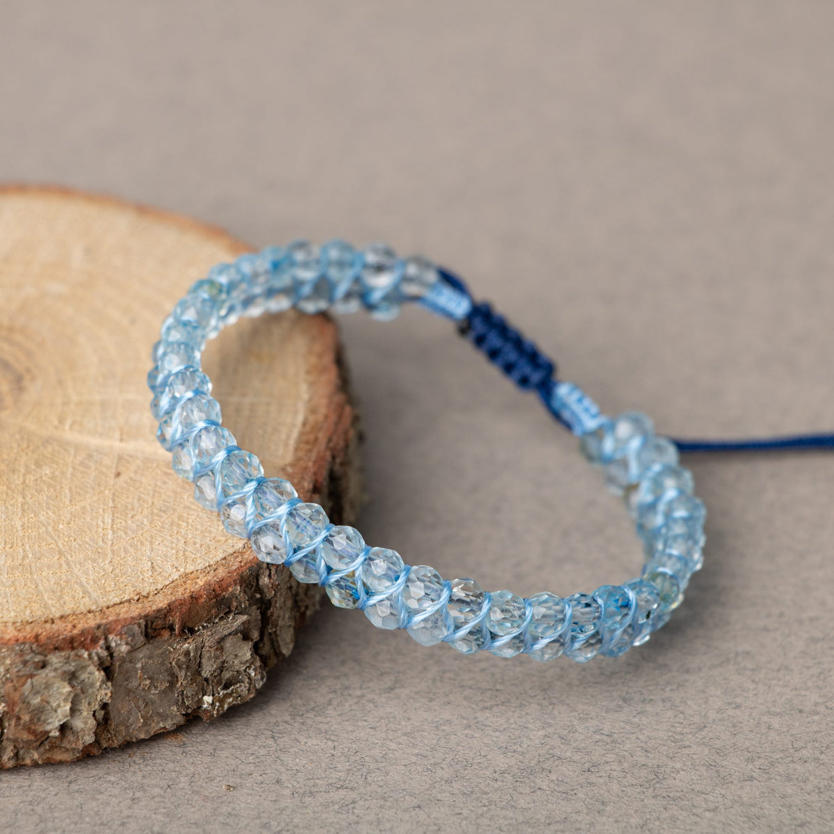 Akuamarin 3-4mm Çift Sıra Doğal Taş Bileklik