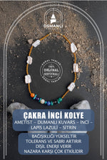 Çakra İnci Kolye Ametist, Dumanlı Kuvars, İnci, Lapis Lazuli, Sitrin