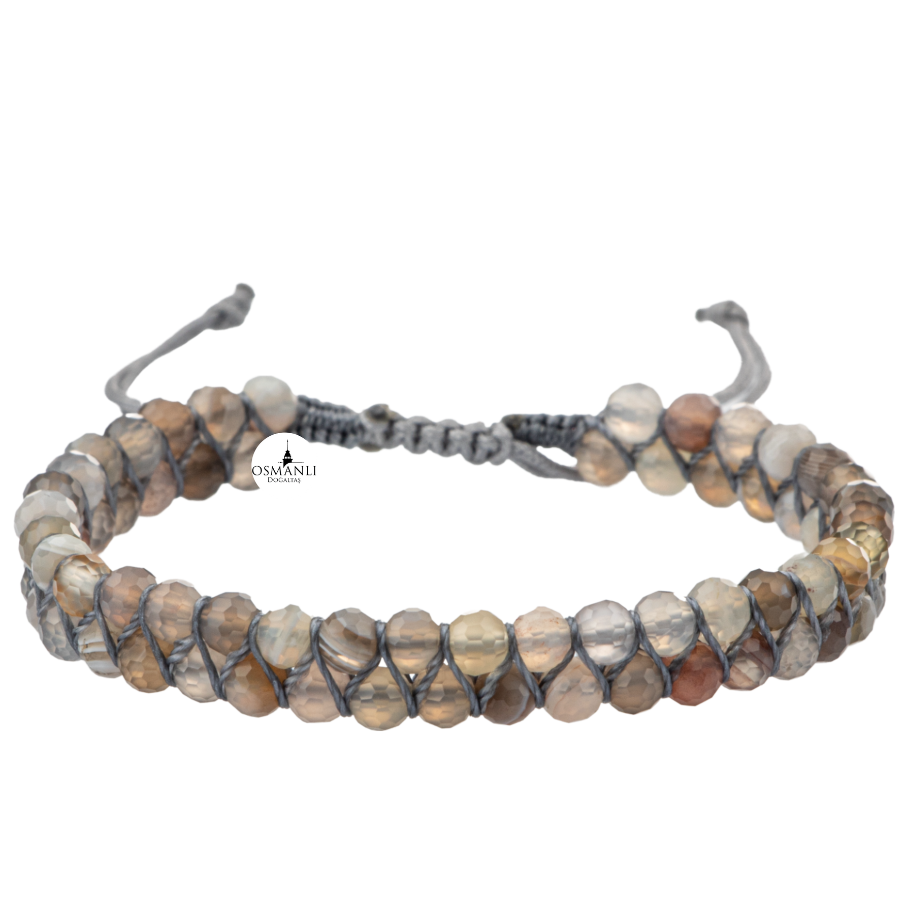 Botswana Akiği 3-4mm Çift Sıra Doğal Taş Bileklik