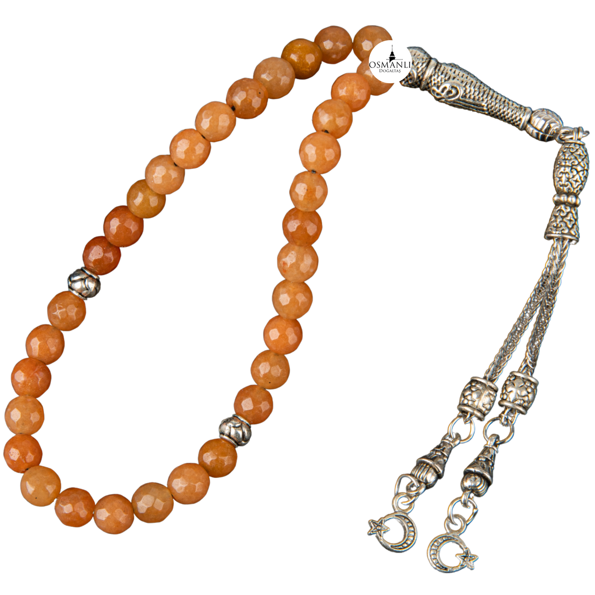 Turuncu Aventurin Doğal Taş Tesbih 33lük - 6mm