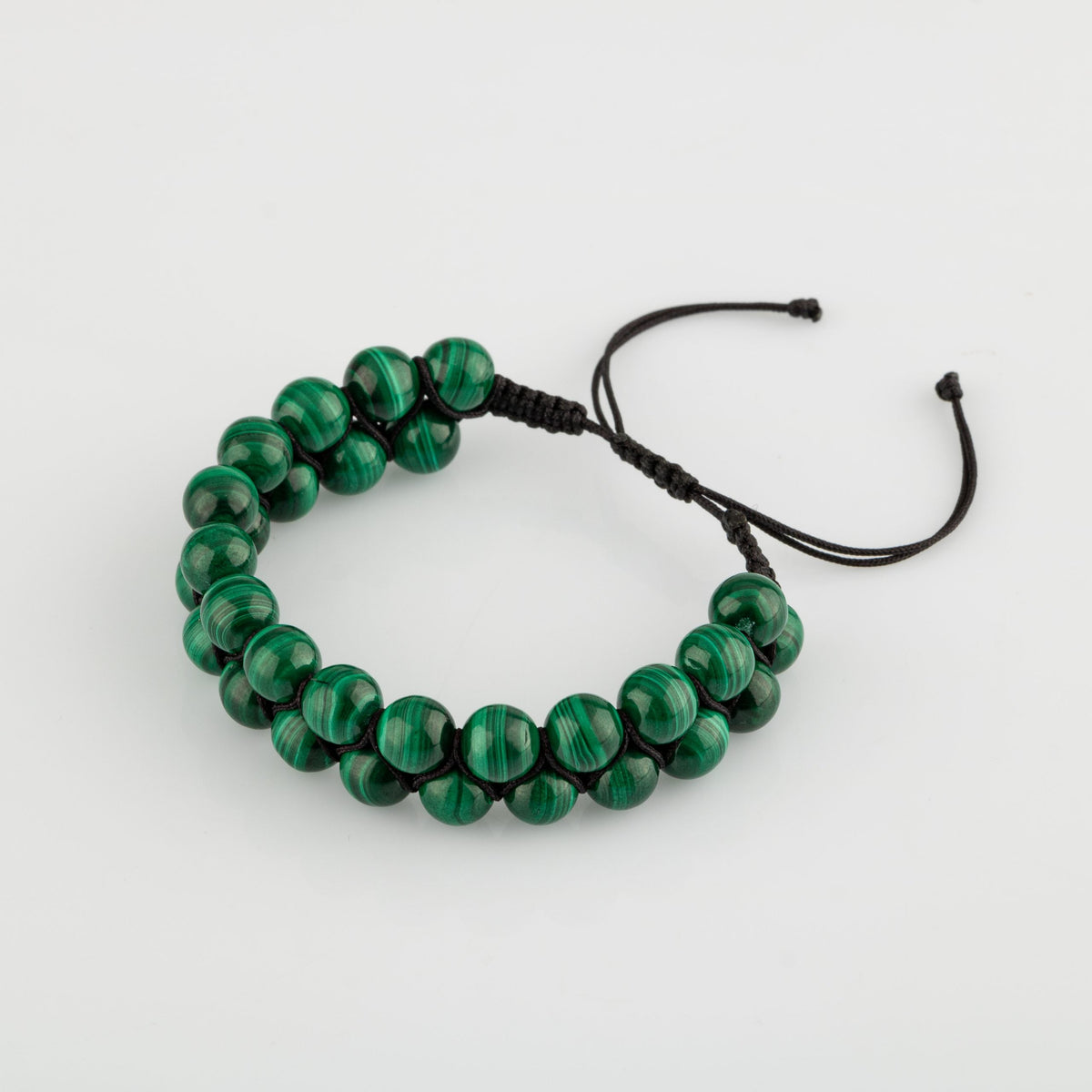 Malakit 8mm Çift Sıra Makrome Doğal Taş Bileklik