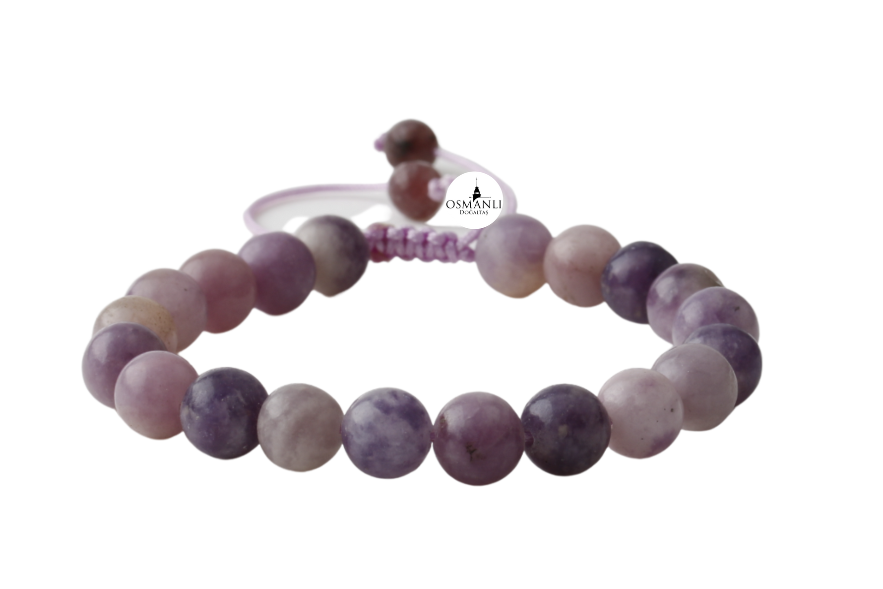 Lepidolit 8mm Merdiven Kapama Doğal Taş Bileklik