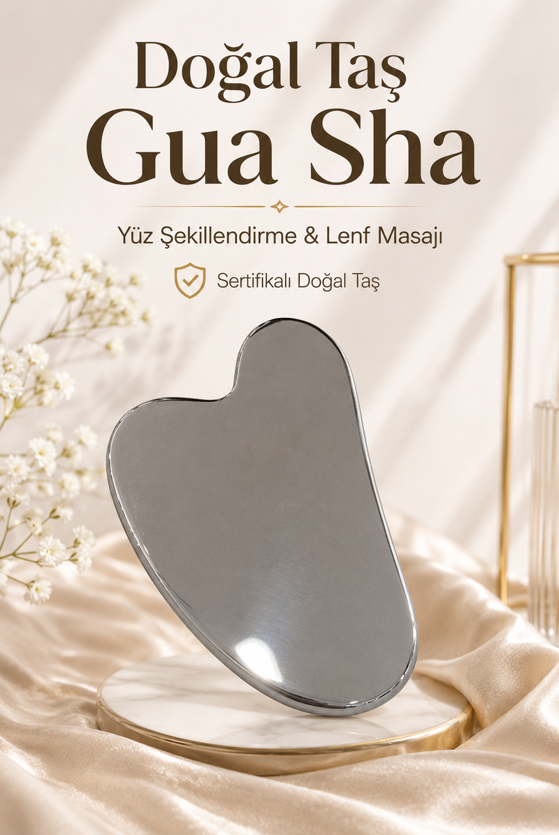 Doğal Taş Gua Sha – Yüz Şekillendirme ve Lenf Masaj Taşı | Sertifikalı Doğal Taş