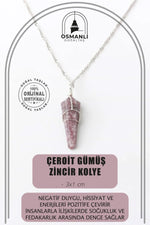 Çeroit Doğal Taş Kolye Ucu 3x1 cm, Gümüş Zincir