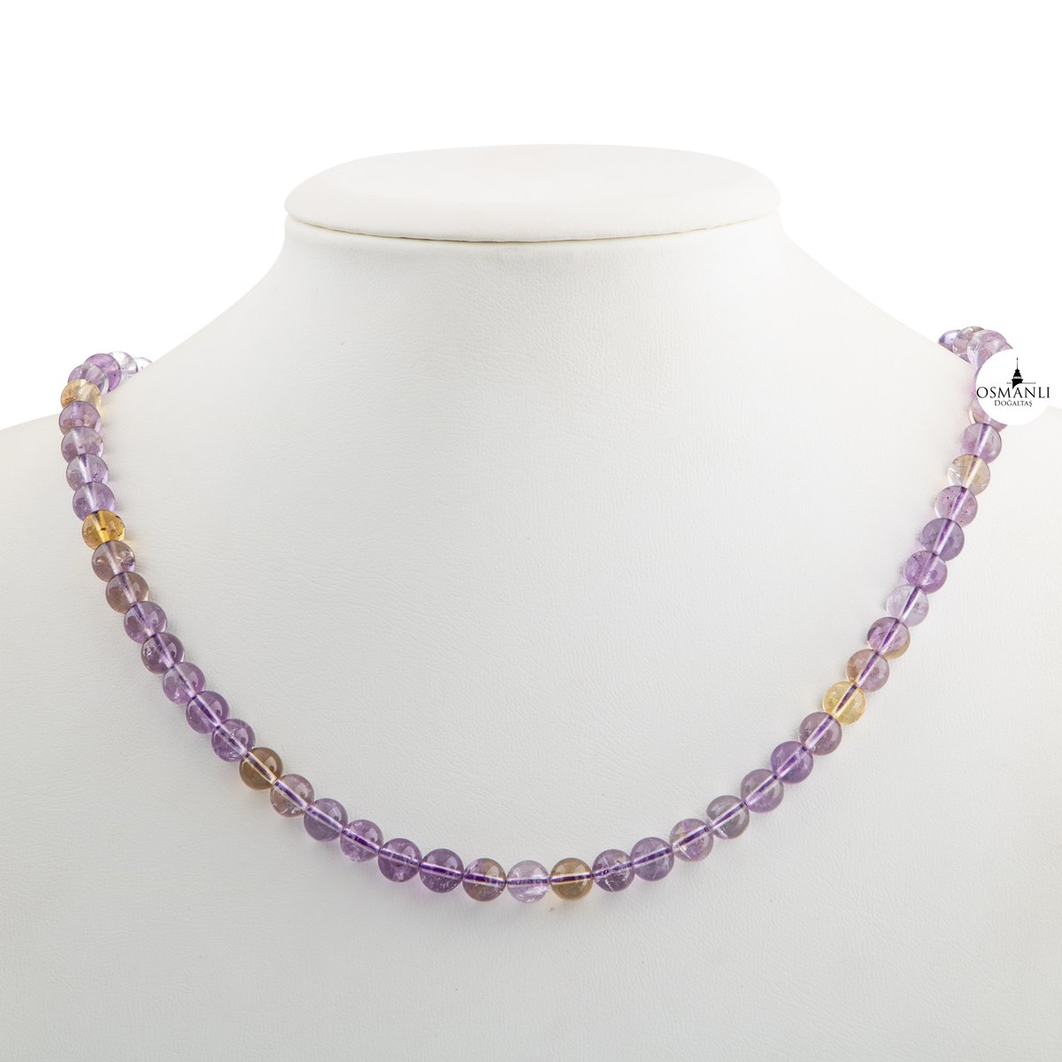 Ametrin 6 mm Dizi Doğal Taş Kolye