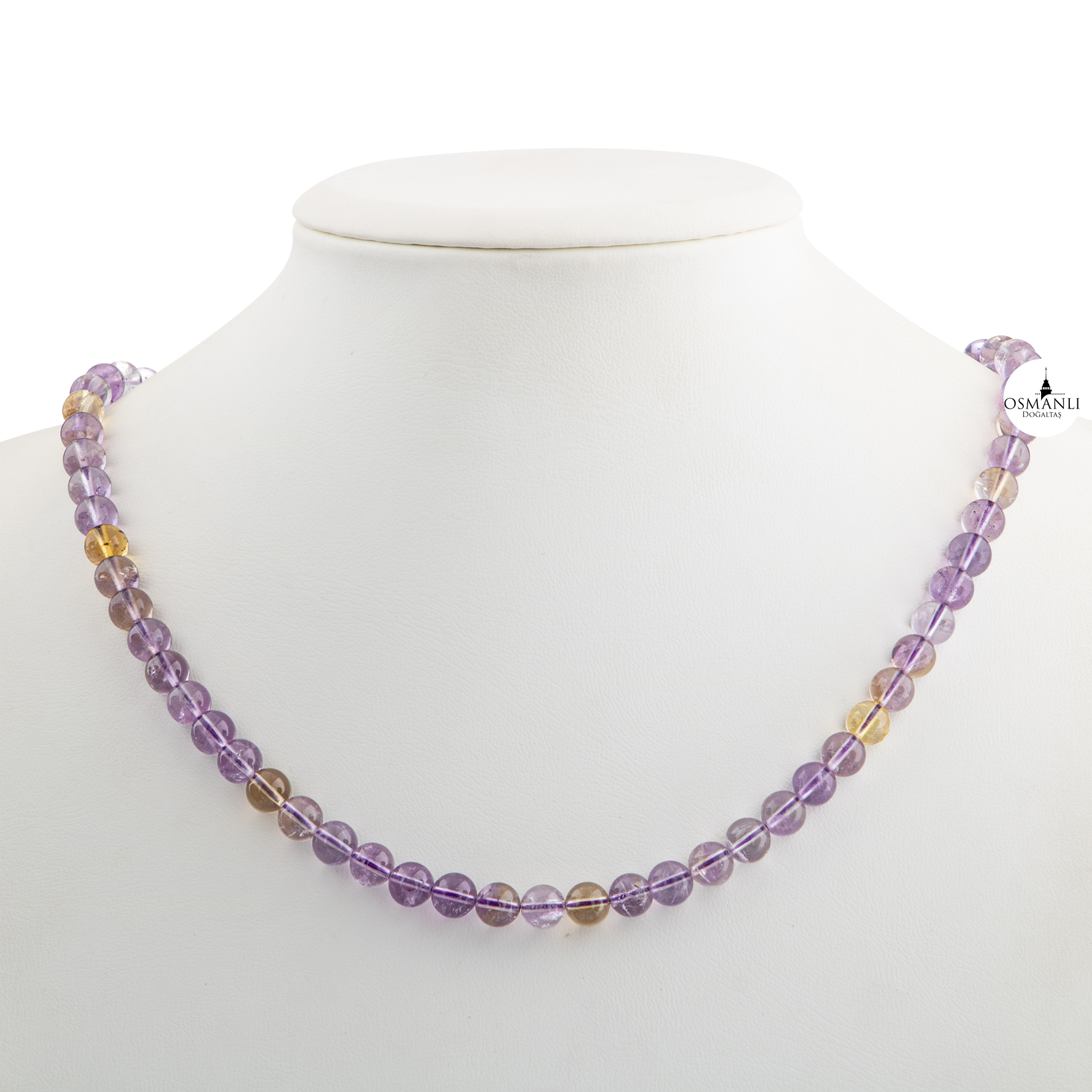 Ametrin 6 mm Dizi Doğal Taş Kolye