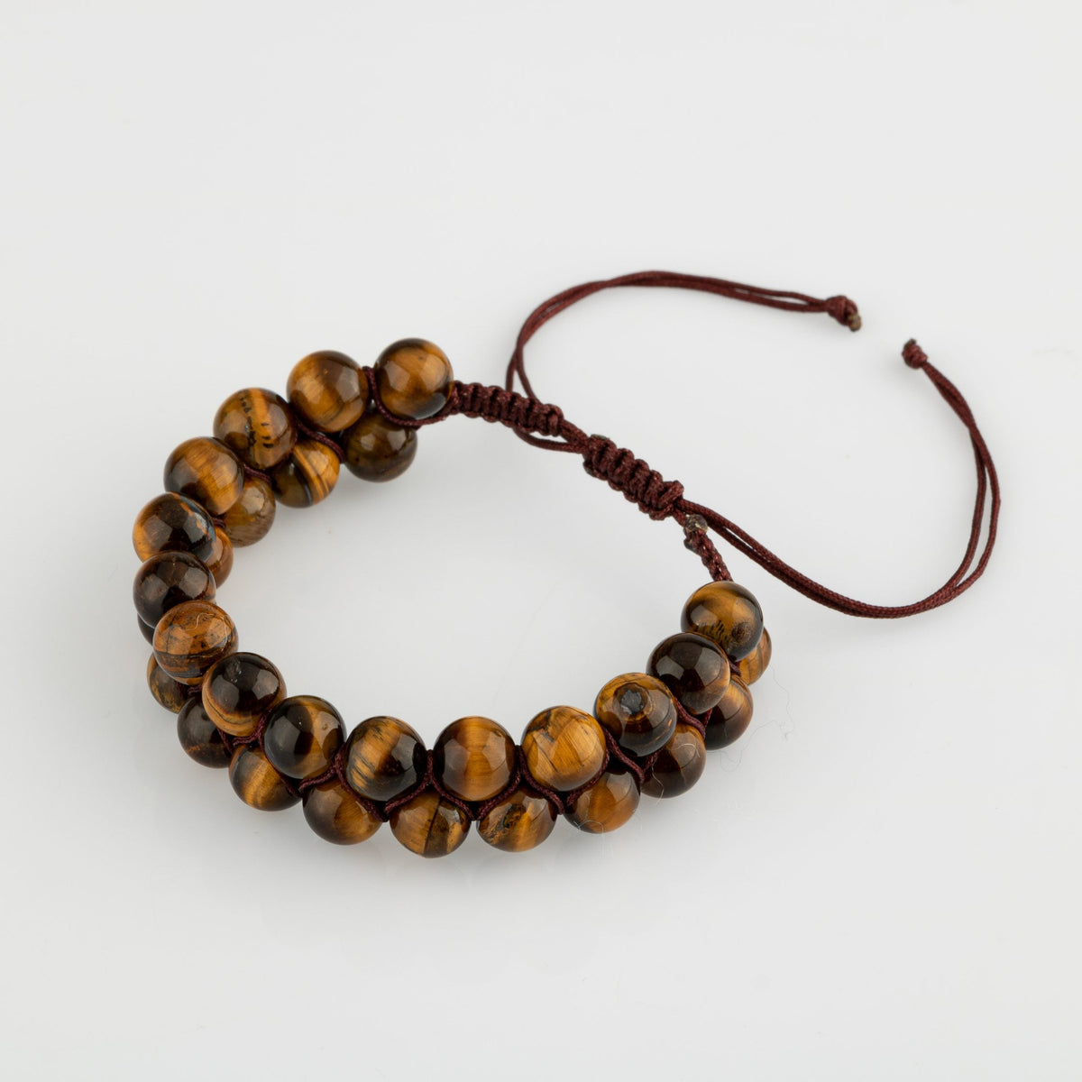 Kaplan Gözü 8mm Çift Sıra Makrome Doğal Taş Bileklik