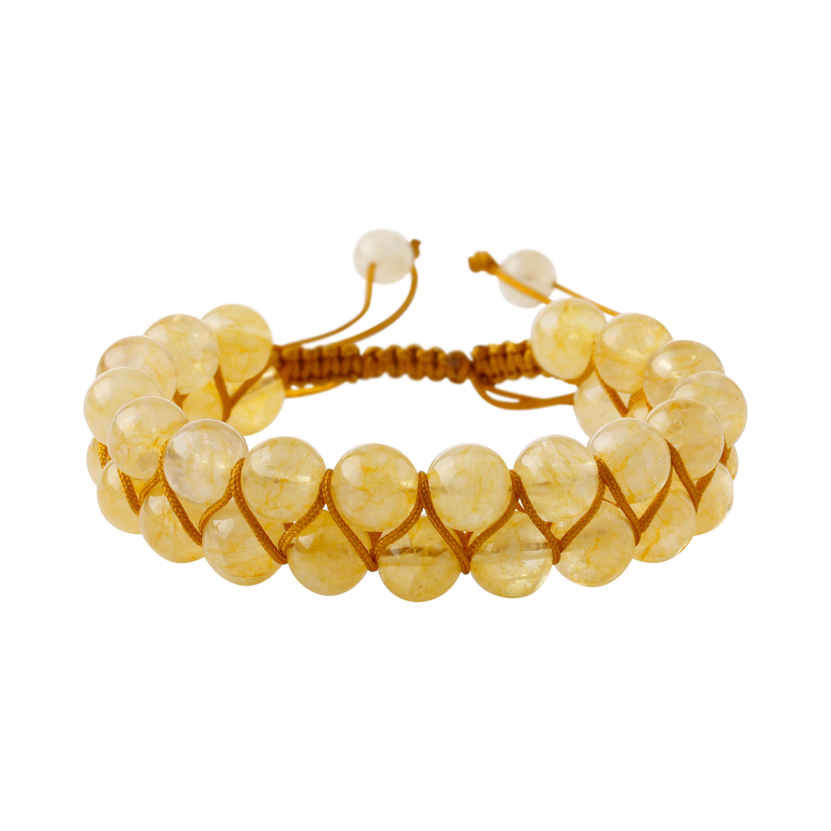 Sitrin 8mm Çift Sıra Makrome Doğal Taş Bileklik