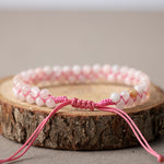 Morganit 4mm Çift Sıra Doğal Taş Bileklik