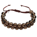 Dumanlı Kuvars 8mm Çift Sıra Makrome Doğal Taş Bileklik