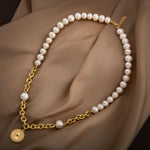 Lapis Lazuli Taşlı İnci Doğal Taş Gümüş Doc Zincir Tasarım Kolye