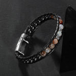 Botswana Akiği-Hematit Doğal Taş Erkek Makrome Bileklik