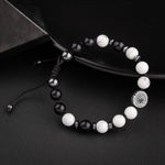 Havlit-Siyah Turmalin-Hematit Doğal Taş Tasarım Gümüş Bileklik- 20-21cm