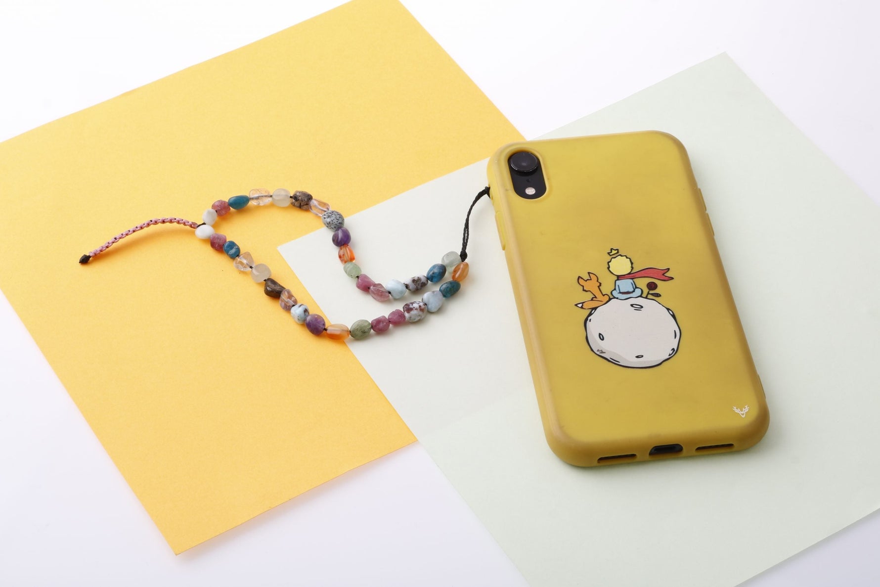 Makrome Örgü Doğal Taş Telefon İpi