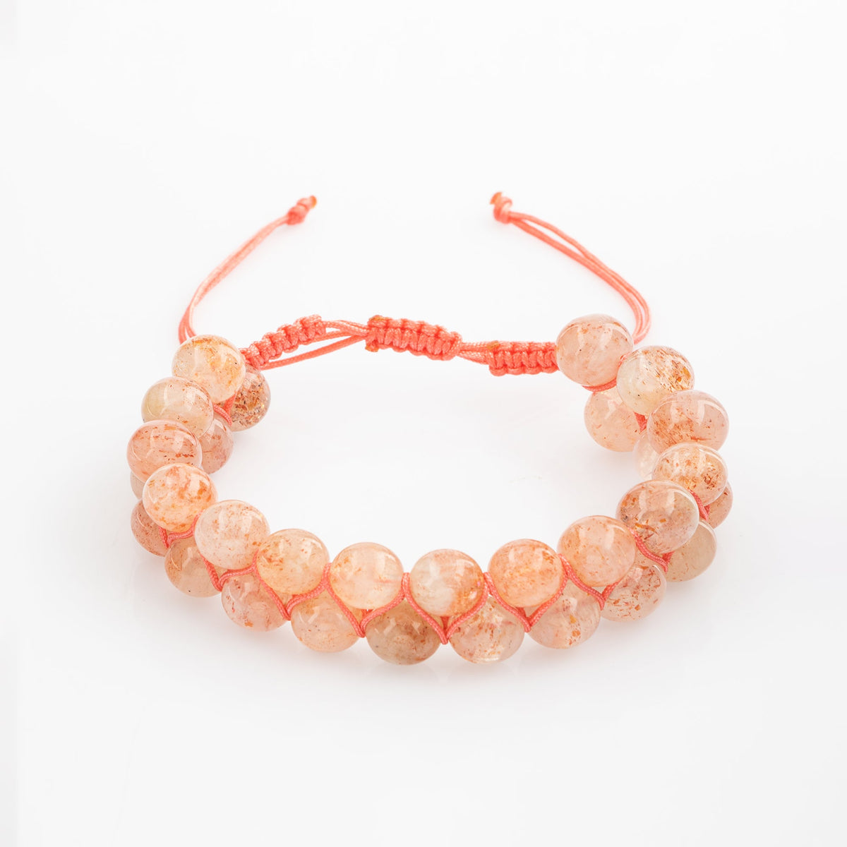 Güneş Taşı 8mm Çift Sıra Makrome Doğal Taş Bileklik